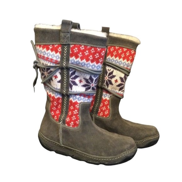 Clarks Shoes - Clarks Women's boots shearling lined leather upper plaid printed winter sweater